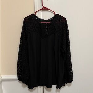 Torrid Black Lace Detail Blouse